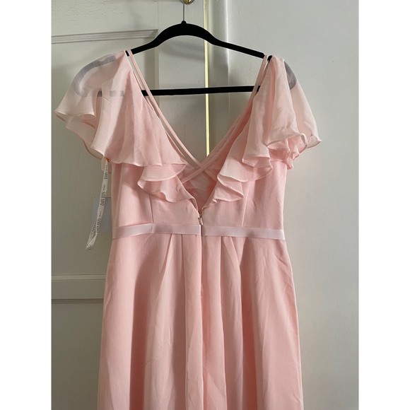NWT David’s Bridal Flutter Sleeve Crinkle Chiffon Bridesmaid Dress - Picture 7 of 8